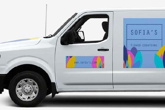 Magnetic vehicle signs applied to a van door
