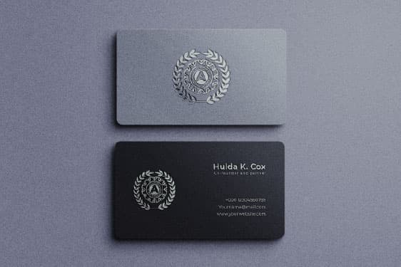 Embossed business cards with raised lettering