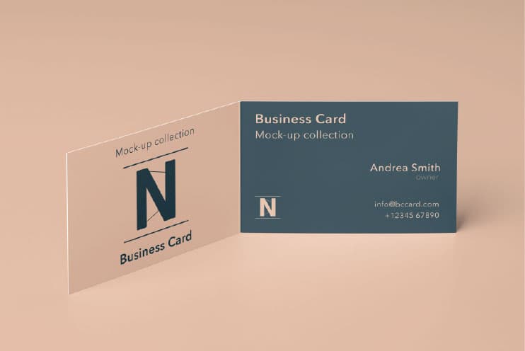 Folded business cards opened to show the inside panel